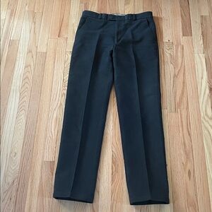 Flat Front Trousers Men's 34 X 24 Black 100% Cotton Formal Business Preppy